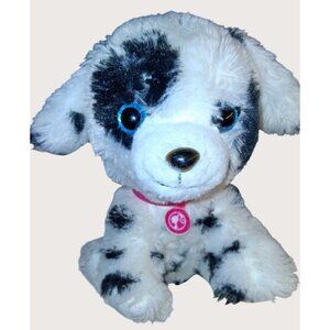 Barbie Black White Dalmatian Plush Dog Toy Pink Collar 8" Mattel Collectible Sou